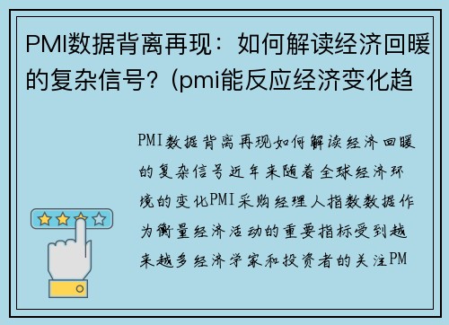 PMI数据背离再现：如何解读经济回暖的复杂信号？(pmi能反应经济变化趋势)